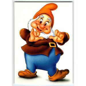 Happy Snow White And The Seven Dwarfs Disney Postcard Vintage Unused Cute Pose